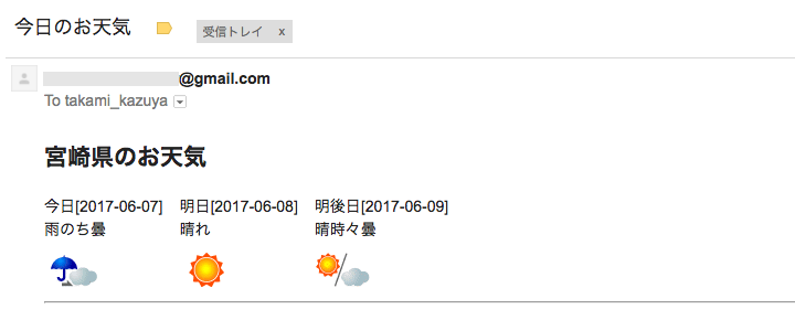今日のお天気メール
